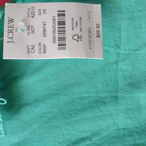 J Crew ruffle eyelet short sleeve top Green Sea foam green 2XL New w tags Sz  20 - Picture 11 of 16